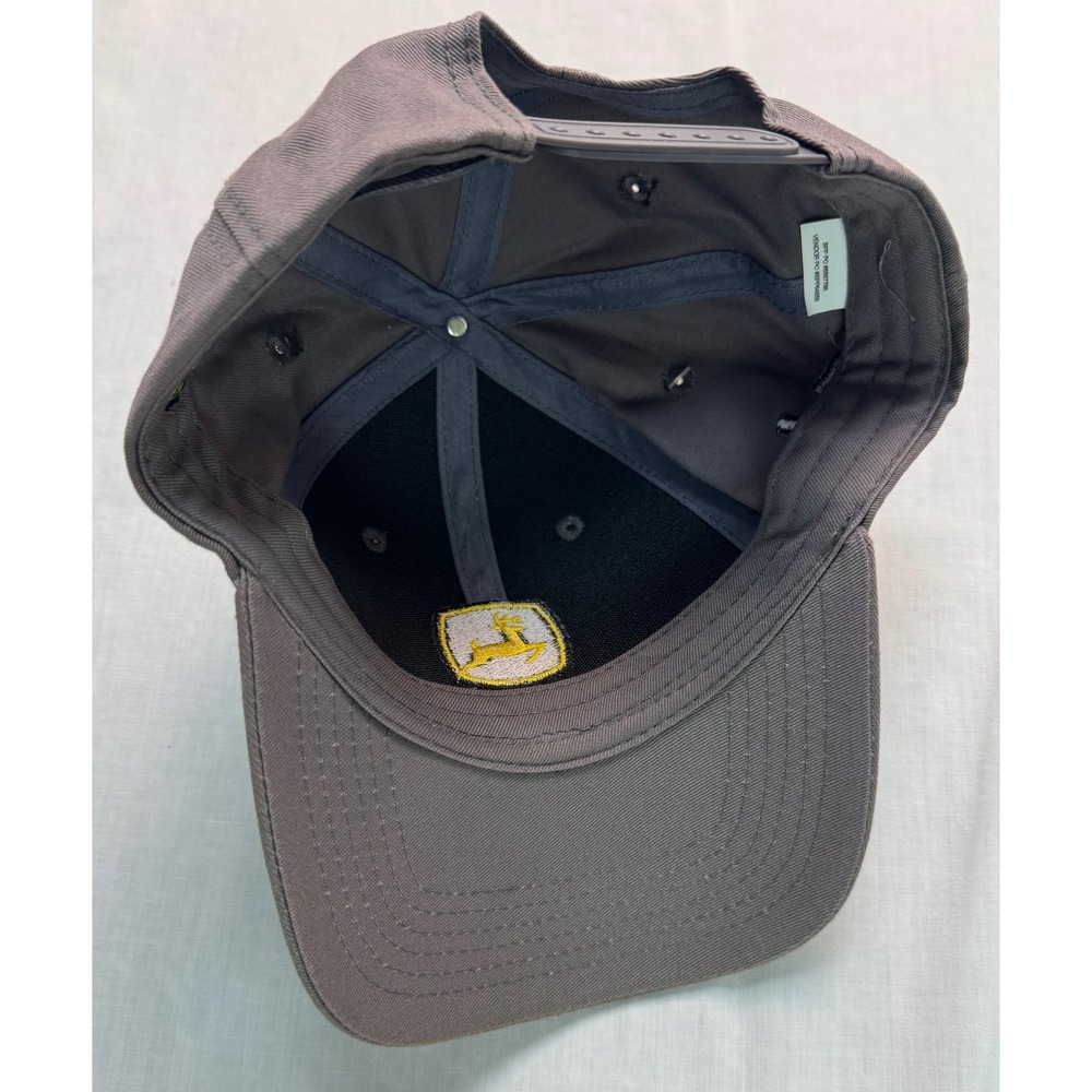 John Deere Charcoal Chino Twill Cap Adjustable Snapback Hat Gray NEW - Picture 7 of 10